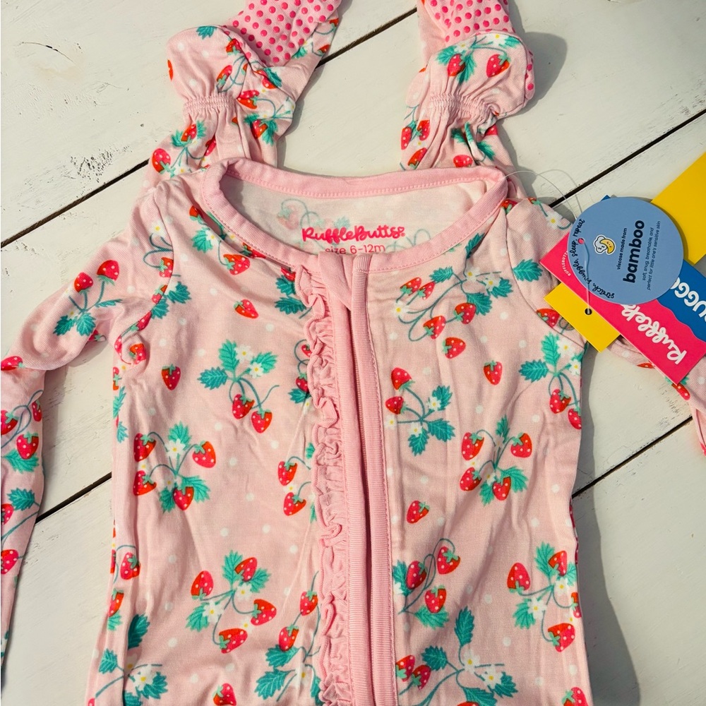 Pink Strawberry Print Baby Romper
